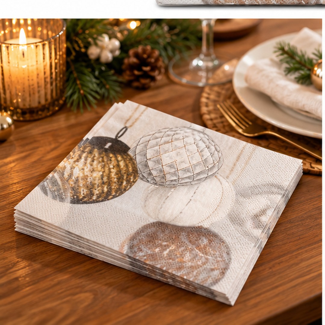 Cucina & Tavola Festive Christmas Paper Napkins – 20 Pack, 33 × 33 cm